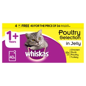 Whiskas Poultry Selection in Jelly Pouches 36x100gAt WHISKAS® we understand what your cat naturally needs and loves. That's why every pouch is nutritionally complete and balanced, with succulent meat and fishy pieceCat FoodWhiskasMcCaskieWhiskas Poultry Selection