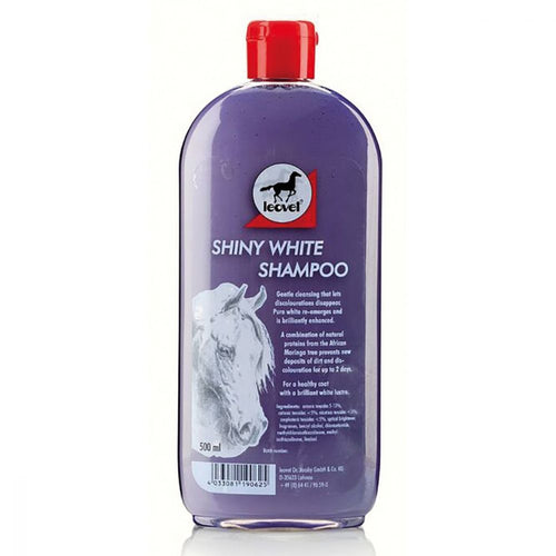 Leovet Shiny White Shampoo 500mlShampoo lets discolourations disappear and brilliantly enhances the hair’s shine. Naturally moisturises the hair. Moringa seeds gently and thouroughly cleanses with Horse GroomingLeovetMcCaskieLeovet Shiny White Shampoo 500ml