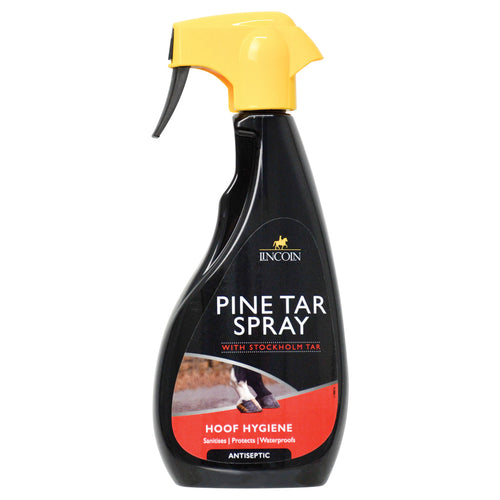 Lincoln Pine Tar Spray 500mlA topical antiseptic hoof dressing which with regular use will help to maintain hoof hygiene, thereby promoting optimum hoof health.  Sourced and produced from pine Horse CareLincolnMcCaskieLincoln Pine Tar Spray 500ml