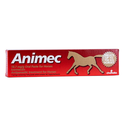Animec Horse WormerAn ivermectin paste that treats and controls roundworms, bloodworms, pinworms, neck threadworms and bots in horses.
You can download the Animec Horse Wormer datasheeHorse WormersChanelleMcCaskieAnimec Horse Wormer
