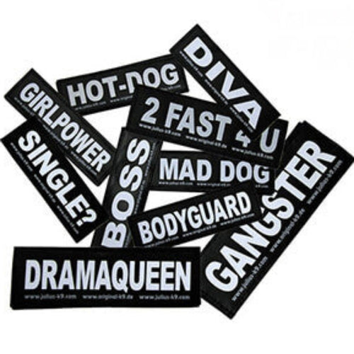 Julius K9 Harness Label Large (pair)Personalise your dogs harness with our range of labels and badges. Please double check sizes - SMALL labels fit sizes Baby2-0, LARGE labels fit sizes 1-4 in the PoweJulius K9McCaskieJulius K9 Harness Label Large (pair)