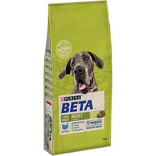 Purina Beta Large Breed Adult (2+ Years) with TurkeyPurina Beta Large Breed Adult (2+ Years) with Turkey is tailored nutrition for large breed adult dogs that includes essential amino acids to support vital organ funcDog FoodPurinaMcCaskiePurina Beta Large Breed Adult (2+ Years)