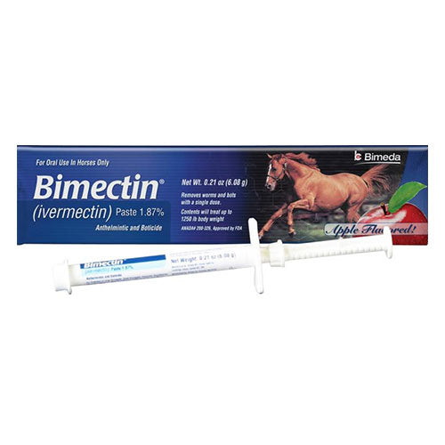 Bimectin Horse WormerIvermectin based wormer to control small redworm, large redworm, pinworm, large roundworm, hairworm, stomach worm, intestinal threadworm, neck threadworm, lungworm aHorse WormersBimedaMcCaskieBimectin Horse Wormer