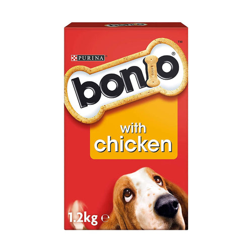 Bonio Chicken Dog BiscuitsBonio chicken treats are another mouth-watering variation on bonio original, this time with the delicious flavour of chicken! Enriched with vitamins and minerals andDog TreatspurinaMcCaskieBonio Chicken Dog Biscuits
