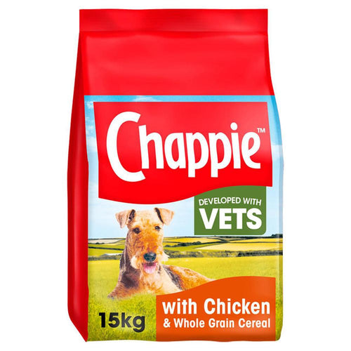 Chappie Chicken & Wholegrain CerealChappie™ Complete Dry Dog Food is a 100% complete and balanced dog food developed with vets. As well as containing no artificial colours, flavours, added sugar, eggsDog FoodChappieMcCaskieChappie Chicken & Wholegrain Cereal