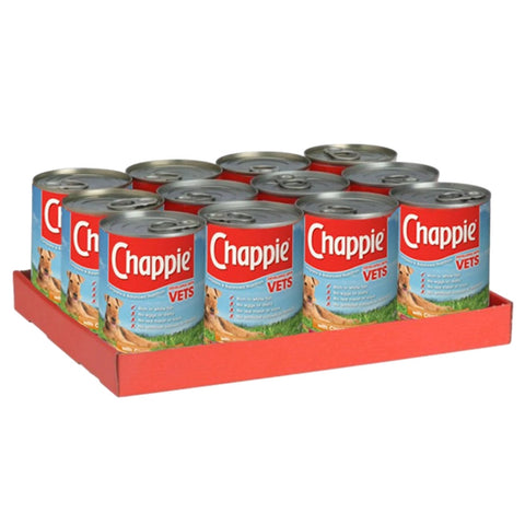 Chappie Original Dog Food Tins 12x412gCHAPPIE Complete Wet Dog Food with Chicken &amp; Rice is a 100% complete and balanced dog food developed with our vets. CHAPPIE dog food tins contain all of the esseDog FoodChappieMcCaskieChappie Original Dog Food Tins 12x412g