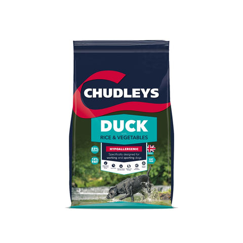 Chudleys Duck, Rice & VegetablesDUCK WITH RICE &amp; VEGETABLES Sporting - Premium performance diet for working and sporting dogs. Chudleys Duck with Rice &amp; Vegetables is a naturally hypoallergDog FoodChudleysMcCaskieChudleys Duck, Rice & Vegetables