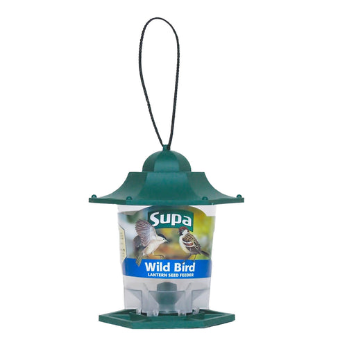 Lantern Seed FeederLantern shaped feeder for dispensing seed to Garden Birds. This is a popular feeder as it allows several wild birds to feed at the same time. Approximate capacity ofBird FeedersSupaMcCaskieLantern Seed Feeder