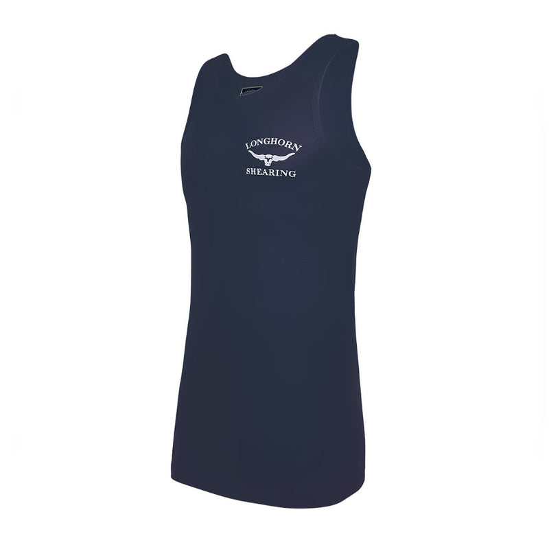 Longhorn Shearing Singlet Vest Top NavySingle shearing singlet - extra long, cotton. Ideal for cold winter days outside as a vest and on hot summer days as a shearing singlet to keep cool. Suitable for faShirts & TopsLonghorn ShearingMcCaskieLonghorn Shearing Singlet Vest Top Navy