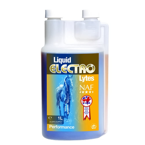 NAF Electro Lytes 1ltWhen horses work, or during hot weather, they regulate their body temperature by sweating. Sweating not only loses fluid as it evaporates, but also essential body saHorse Vitamins & SupplementsNAFMcCaskieNAF Electro Lytes 1lt