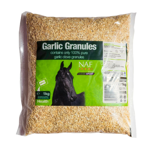 NAF Garlic Granules Refill 1kgPotent and delicious, NAF Garlic Powder and Granules are a sure favourite with horses. Highly palatable, this nutritious supplement contains pure garlic oil, known fHorse Vitamins & SupplementsNAFMcCaskieNAF Garlic Granules Refill 1kg
