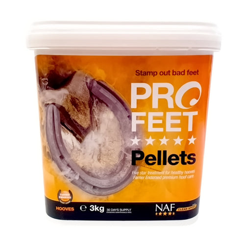NAF Pro Feet Pellets 3kgPROFEET supplements are unique in that they not only provide nutrients to directly support hoof health, they also provide nutritional support that helps target healtHorse Vitamins & SupplementsNAFMcCaskieNAF Pro Feet Pellets 3kg