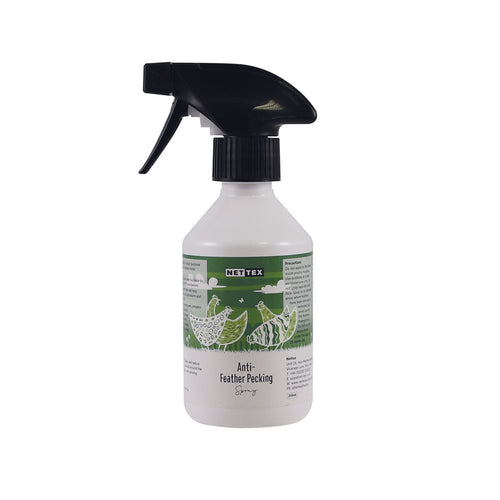 Nettex Anti-Feather Pecking SprayNettex Anti-Feather Pecking Spray is a dual purpose spray to help prevent pecking among chickens and cleanse minor wounds.Deterrent spray with a strong odour and fouPoultry HealthNettexMcCaskieNettex Anti-Feather Pecking Spray