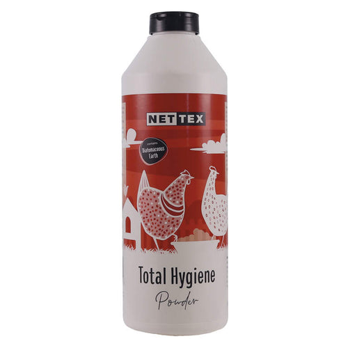 Nettex Total Hygiene/Mite Powder 300gNettex Total Hygiene Powder is naturally absorbent powder that can be applied to chickens, their housing, dust baths and beddingHigh affinity for moisture and odour Poultry HygieneNettexMcCaskieNettex Total Hygiene/Mite Powder 300g