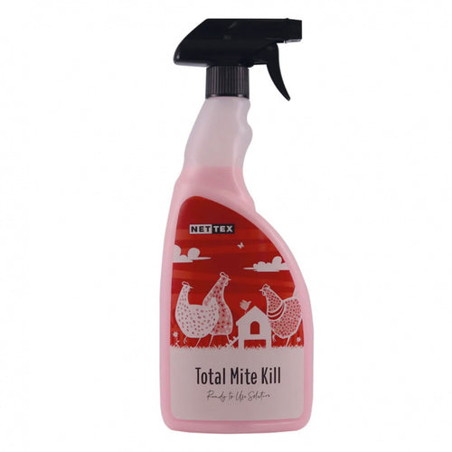 Nettex Total Mite Kill Liquid Ready to UseNettex Total Mite Kill Ready To Use Solution is a highly effective insecticide and disinfectant cleaner for chicken housing.Kills mites, lice and other crawling insePoultry HygieneNettexMcCaskieNettex Total Mite Kill Liquid Ready