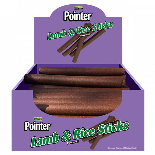 Pointer Lamb & Rice Stick (each)Pointer Lamb &amp; Rice Sticks are ideal as a longer lasting treat or reward for good behaviour. With a satisfyingly chewy texture, Pointer Lamb &amp; Rice Sticks alDog TreatsPointerMcCaskiePointer Lamb & Rice Stick (