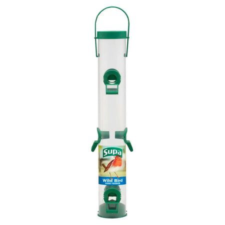 Seed Feeder 6 PortFeeder for dispensing Seed Feeds for Garden Birds.May be supplied with a seed port with either a short sided perch or long sided perch. Made in the UK.SupaMcCaskieSeed Feeder 6 Port