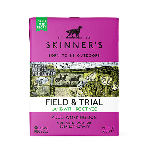 Skinner's Lamb & Root Veg Dog Food 18 x 390gOur wet dog food provides brilliant nutrition to support dogs in light work. It's grain-free to help with sensitive digestion.Our eco-friendly, compact cartons contaDog FoodSkinnersMcCaskieLamb & Root Veg Dog Food 18