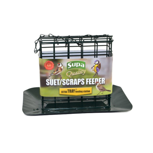 Suet & Scrap Feeder & TrayThe Supa Premium Suet Block / Scrap Feeder with Tray has been specifically designed for the feeding of Suet Blocks &amp; Scraps but can also be used for Fruit, Seed SupaMcCaskieSuet & Scrap Feeder & Tray