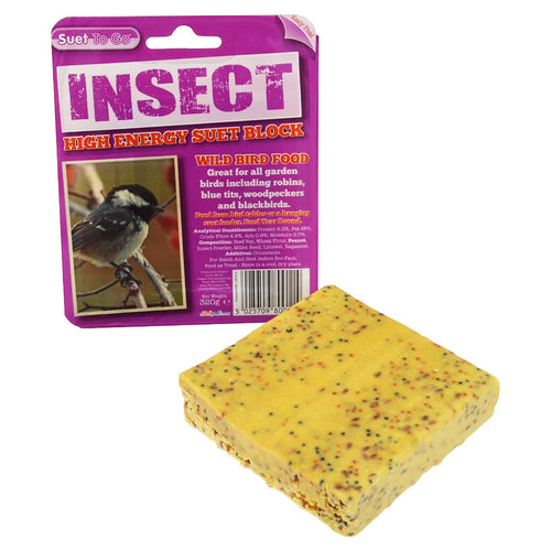 Suet to Go BlockOur Suet To Go® high energy suet blocks help to provide wild birds with the essential fats needed all year round. Our Insect recipe is a great source of protein and UnipetMcCaskieSuet