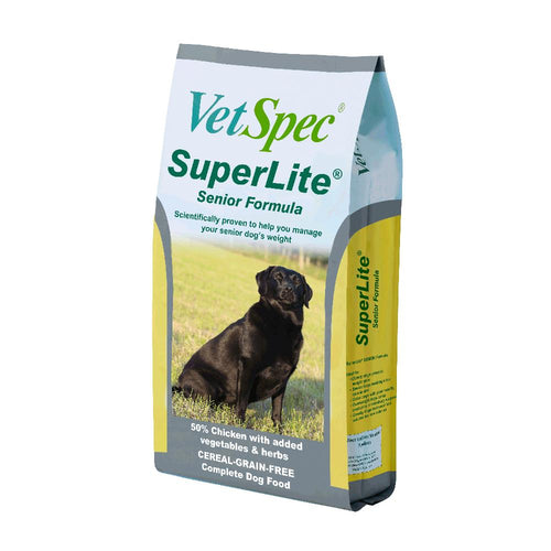Vetspec SuperLite Senior FormulaVetSpec SuperLite® Senior Formula is designed to address the nutritional challenges that dogs face as they reach their more senior years. It consists of a complex VeDog FoodVetSpecMcCaskieVetspec SuperLite Senior Formula