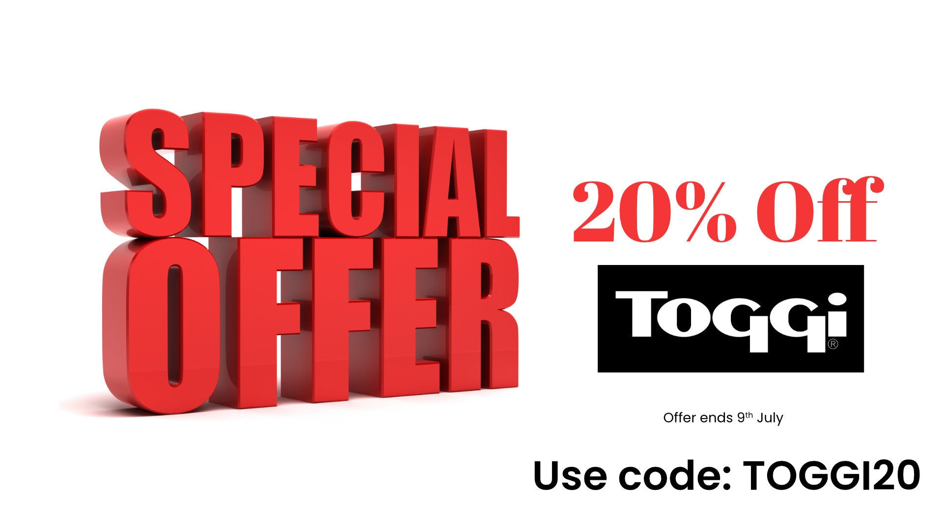 Toggi 20% Special Offer on McCaskie.store new Online store