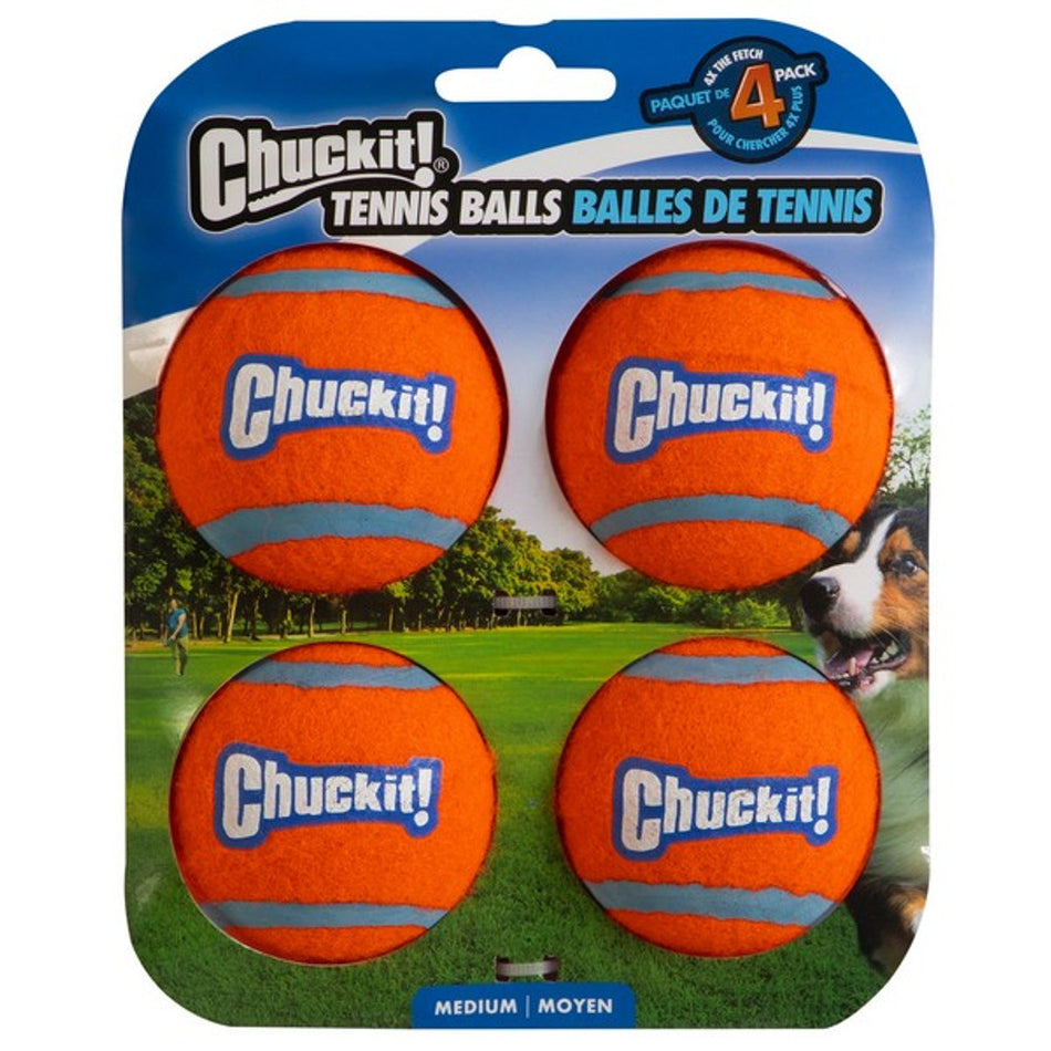 Chuckit! 4 Pack Medium Tennis Ball 6.5cm