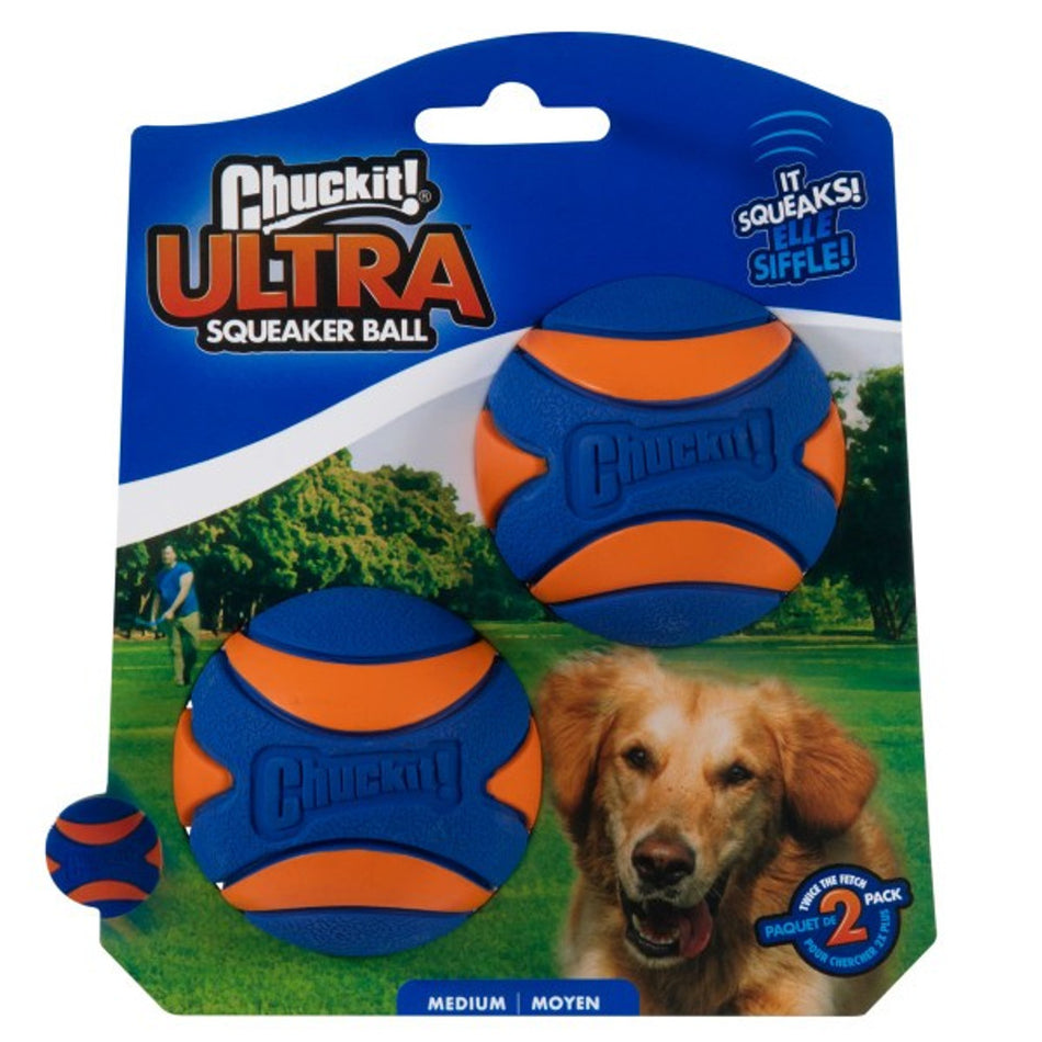 Chuckit! 2 Pack Medium Ultra Squeaker Ball 6.5cm