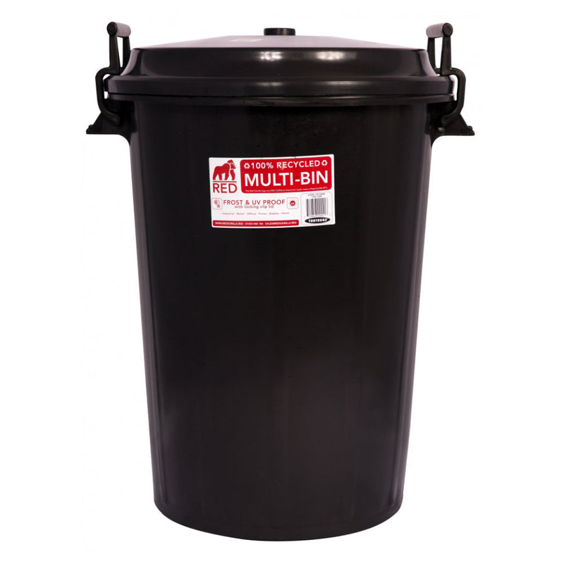 Red Gorilla 100lt Multi Bin With Clip Lid The Multi-Bin Large is a 100L high-quality bin made from 100% recycled plastic. These bins are UV ray and frost resistant which makes these bins perfect for storingStable EquipmentRed GorillaMcCaskieRed Gorilla 100lt Multi Bin