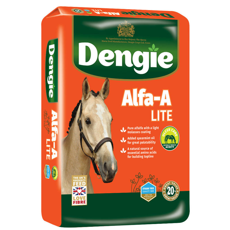 Dengie Alfa-A Lite 20kgPure alfalfa fibre feed with a light molasses coating and spearmint oil for great palatability; ideal for working horses that maintain weight with ease.
Horse FeedDengieMcCaskieDengie Alfa-