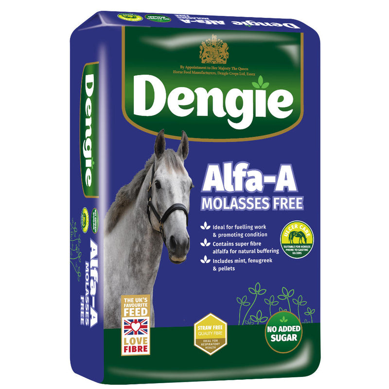 Dengie Alfa A Molasses Free 20kgA medium energy, pure alfalfa fibre feed, ideal for promoting condition and fuelling work safely.Horse FeedDengieMcCaskieMolasses Free 20kg