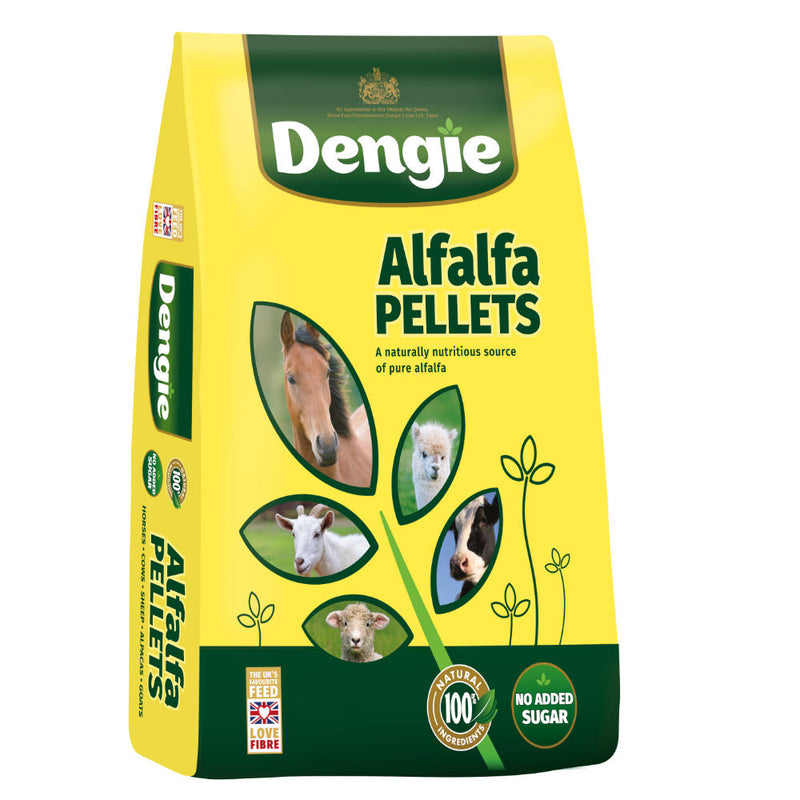 Dengie Alfalfa Pellets 20kgSimply 100% alfalfa and nothing else. Ideal for providing quality fibre in a concentrated form. High in fibre and suitable for horses, ponies and other animals.Horse FeedDengieMcCaskieDengie Alfalfa Pellets 20kg