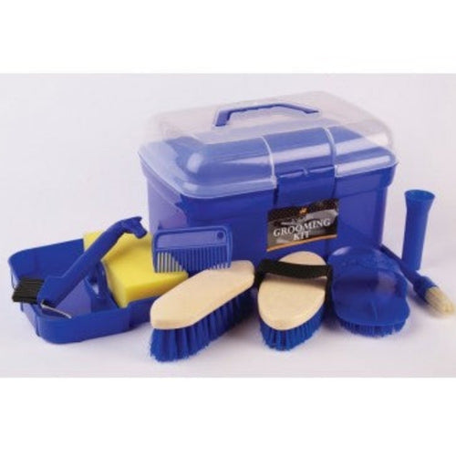 Lincoln Grooming KitHoof Oil Brush & Container, Dandy Brush, Body Brush, Sponge, Hoof Pick with Brush, Plastic Comb & Curry Comb.Horse Tack BoxesLincolnMcCaskieLincoln Grooming Kit