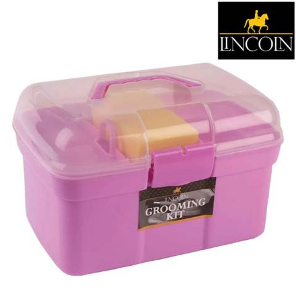 Lincoln Grooming KitHoof Oil Brush &amp; Container, Dandy Brush, Body Brush, Sponge, Hoof Pick with Brush, Plastic Comb &amp; Curry Comb.Horse Tack BoxesLincolnMcCaskieLincoln Grooming Kit