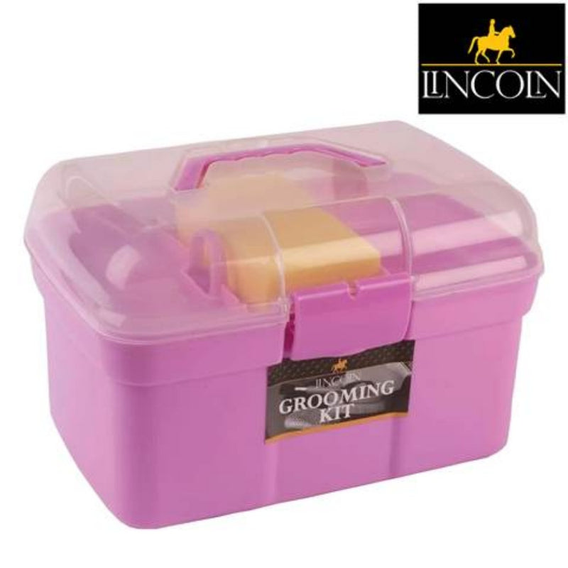 Lincoln Grooming KitHoof Oil Brush &amp; Container, Dandy Brush, Body Brush, Sponge, Hoof Pick with Brush, Plastic Comb &amp; Curry Comb.Horse Tack BoxesLincolnMcCaskieLincoln Grooming Kit