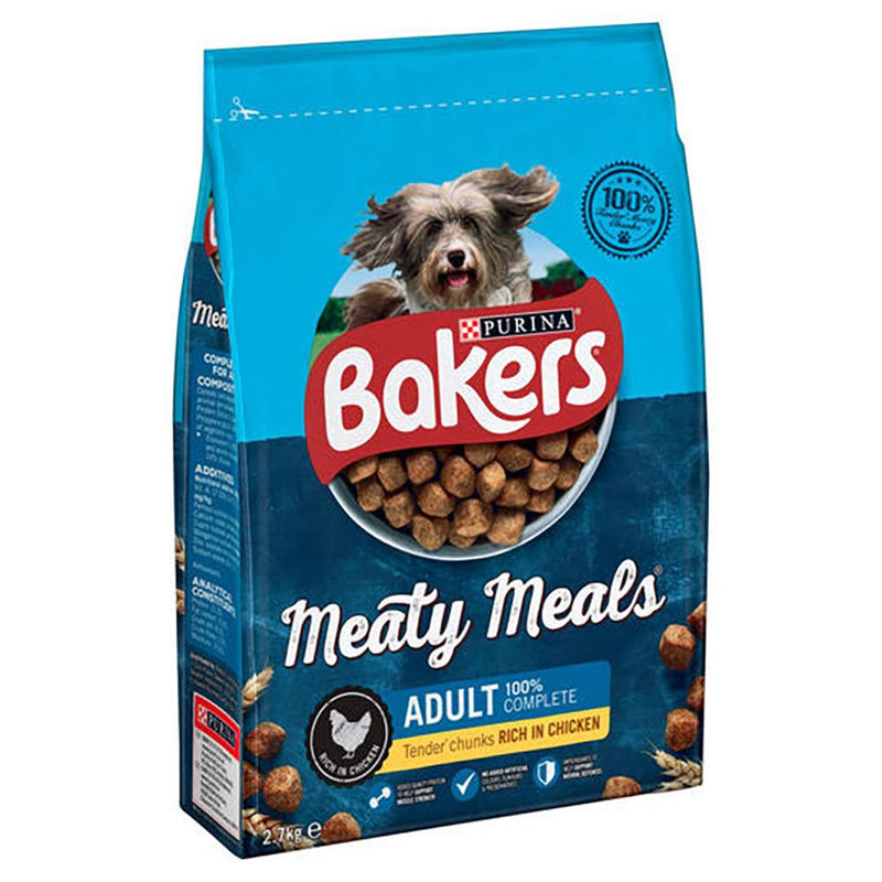Bakers Chicken Meaty MealsPurina Bakers Complete Meaty Meals with chicken is a great option. It is made with carefully selected ingredients so that your dog looks and feels good every day. BaDog FoodPurinaMcCaskieBakers Chicken Meaty Meals