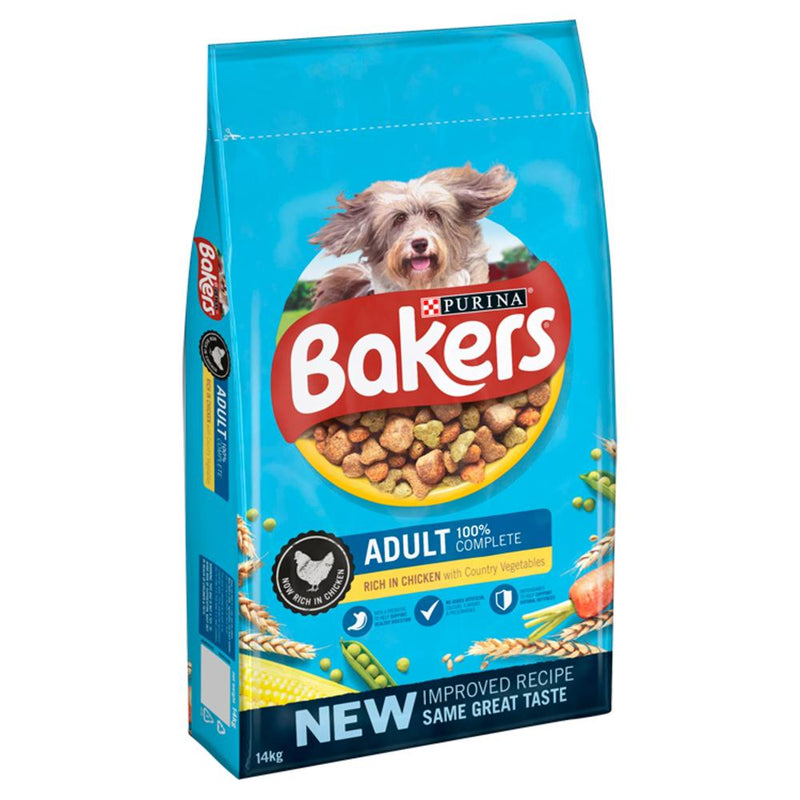 Bakers Complete Chicken & VegBakers believe that dry dog food should be every bit as tasty as it is nutritious. Bakers Adult has a new, improved recipe that is now rich in chicken, with more varDog FoodPurinaMcCaskieBakers Complete Chicken & Veg