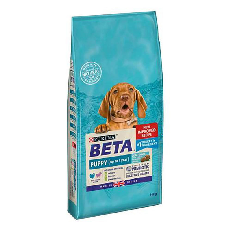 Purina Beta Puppy (up to 1 year) Turkey with LambPurina Beta Puppy (up to 1 year) Turkey with Lamb is tailored nutrition for puppies that includes antioxidants to support natural defences, and DHA that’s essential Dog FoodPurinaMcCaskie1 year) Turkey