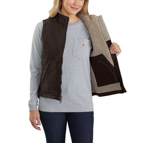 Carhartt Relaxed Fit Washed Duck Sherpa Lined Mock Neck Vest