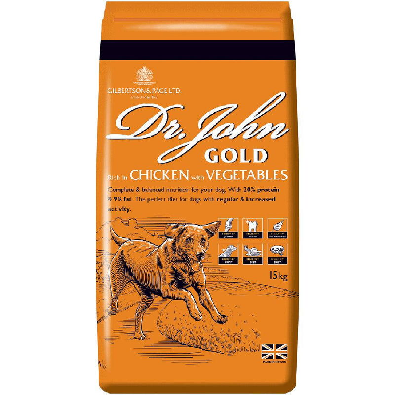 Gilbertson & Page Dr. John Gold Dog FoodDr John Gold is a balanced dog food diet designed to provide good levels of protein and fat with slow releasing carbohydrates to assist with condition, stamina and hDog FoodGilpaMcCaskieJohn Gold Dog Food