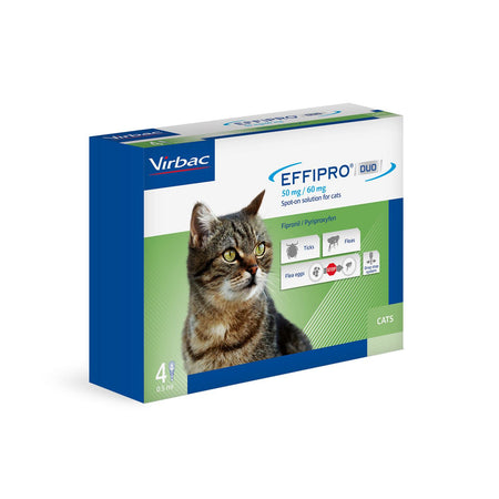 Effipro Spot On CatEffipro Cat is for use in the treatment and prevention of infestation of fleas for up to four weeks and ticks for up to two weeks in cats. Effipro can be used on KitPet Flea & Tick ControlVirbacMcCaskieEffipro Spot