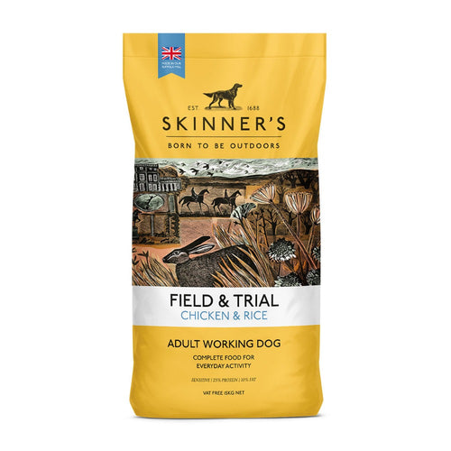 Skinner's Field & Trial Chicken and RiceSkinner’s Field &amp; Trial Chicken &amp; Rice is a complete dog food, specially developed and formulated to support active dogs who are regularly working at a moderDog FoodSkinnersMcCaskieField & Trial Chicken