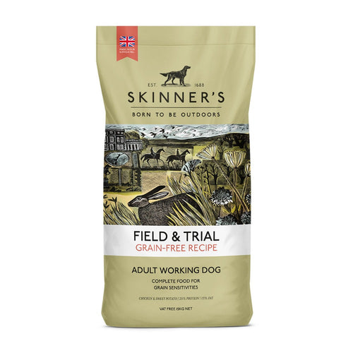 Skinner's Field & Trial Grain Free Chicken and Sweet PotatoSkinner’s Field &amp; Trial Chicken and Sweet Potato is a complete, grain-free dog food, specially developed and formulated to support active dogs who are regularly Dog FoodSkinnersMcCaskieField & Trial Grain Free Chicken