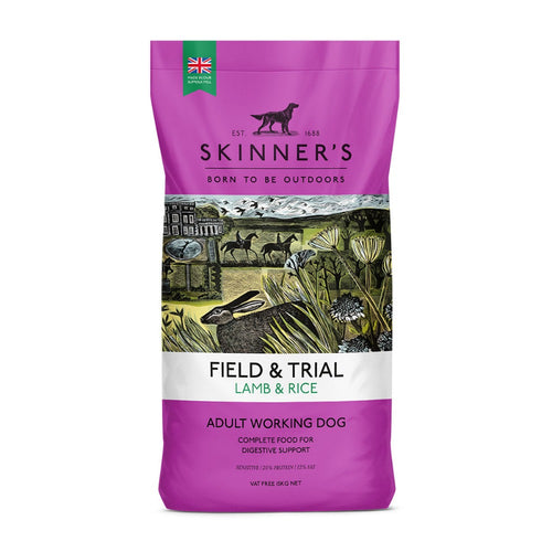 Skinner's Field & Trial Lamb & RiceSkinner’s Field &amp; Trial Lamb and Rice is a complete dog food, specially developed and formulated to support active dogs who are regularly working at a moderate aDog FoodSkinnersMcCaskieField & Trial Lamb & Rice