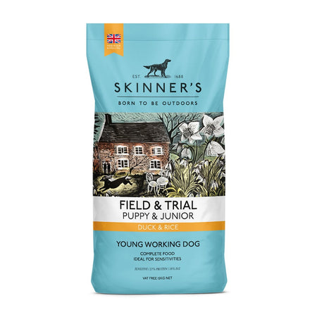 Skinner's Field & Trail Puppy Duck & RiceSkinner’s Field &amp; Trial Puppy Duck and Rice is a complete dog food, specially developed and formulated to support the early growth and development of puppies. GeDog FoodSkinnersMcCaskieField & Trail Puppy Duck & Rice