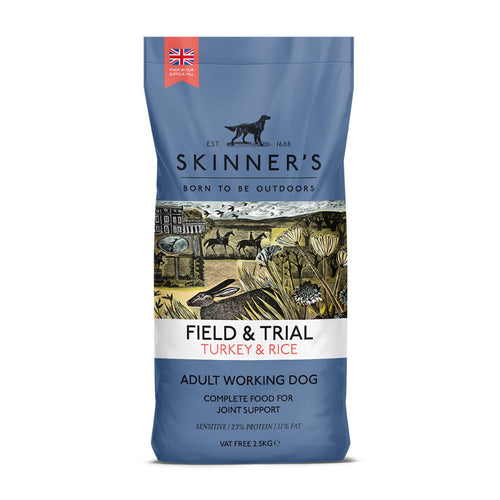 Skinner's Field & Trial Turkey and Rice + Joint AidSkinner’s Field & Trial Turkey and Rice is a complete dog food, specially developed and formulated to support active dogs who are regularly working at a moderateDog FoodSkinnersMcCaskieField & Trial Turkey