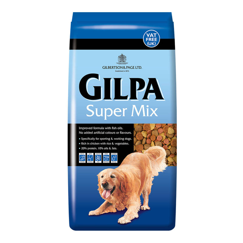 Gilpa Super MixGilpa Super Mix dog food is a delicious recipe of chicken, rice and vegetables for maximum taste and flavour. Containing fish oils for an optimum omega 6:3 ratio, noDog FoodGilpaMcCaskieGilpa Super Mix