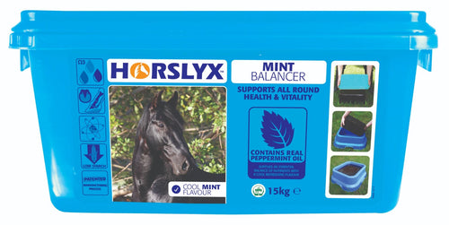 Horslyx Mint 15kgHorslyx is available in Original, Mint, Garlic, Respiratory, Mobility and Pro Digest formulations The Horslyx high specification vitamin, mineral and trace element pHorse Vitamins & SupplementsHorslyxMcCaskieHorslyx Mint 15kg