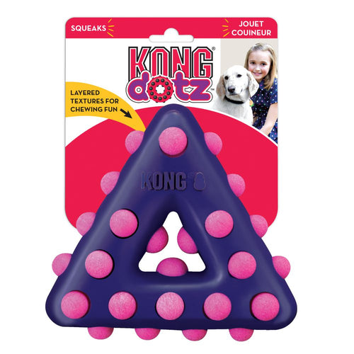 Kong Dotz TriangleKONG Dotz provide a variety of chewing fun with layered textures that entice and delight the most eager of chewers. The playful, unpredictable bounce of the toy creaKongMcCaskieKong Dotz Triangle