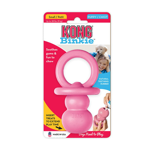 Kong Puppy BinkieThe KONG Binkie™ helps teach puppies appropriate chewing behavior. Made from the KONG Classic unique puppy rubber, this toy fulfills instinctual needs to chew while KongMcCaskieKong Puppy Binkie